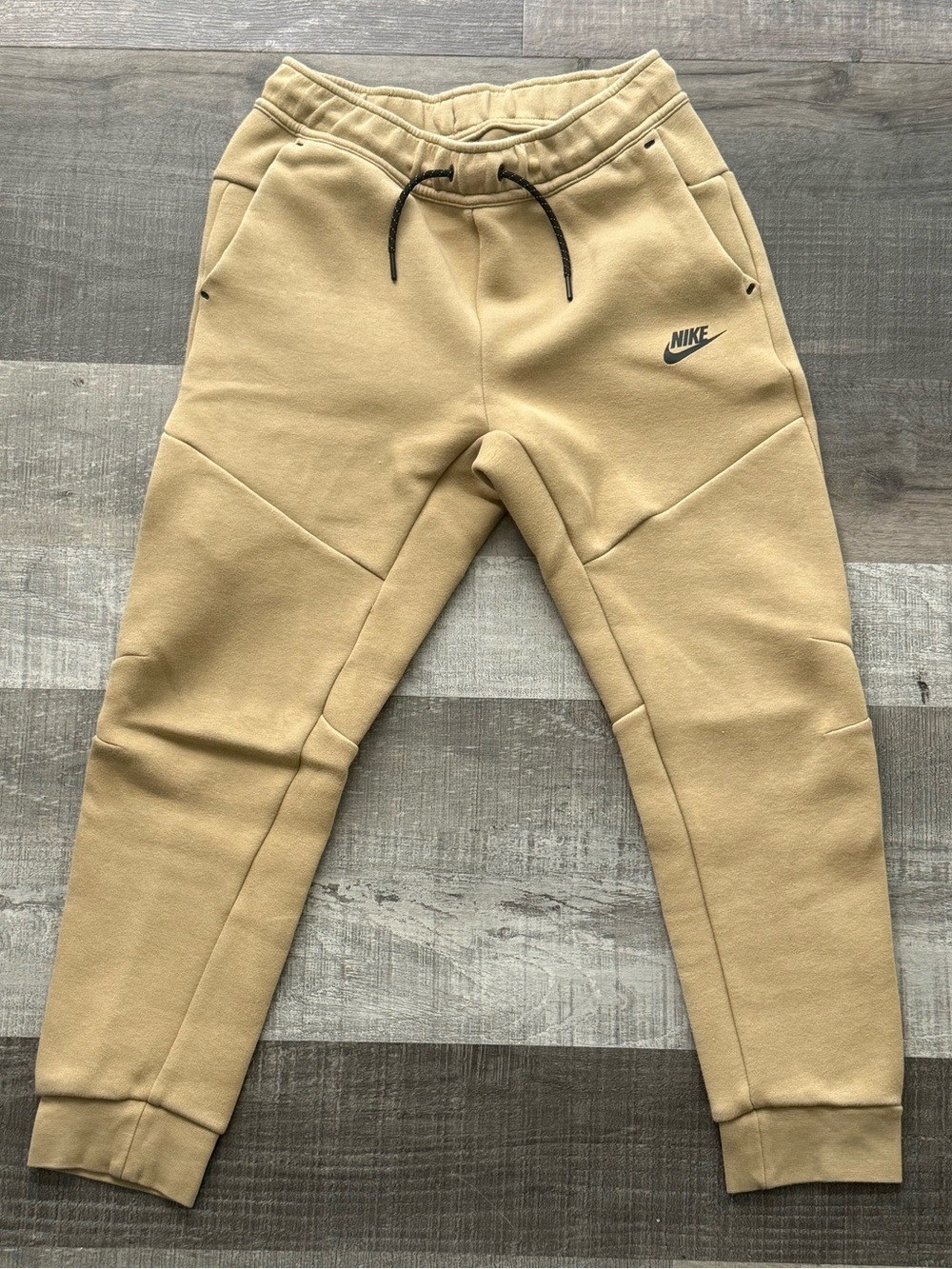 Nike tech Kids Tan Jogger Sweatpants with Black Logo